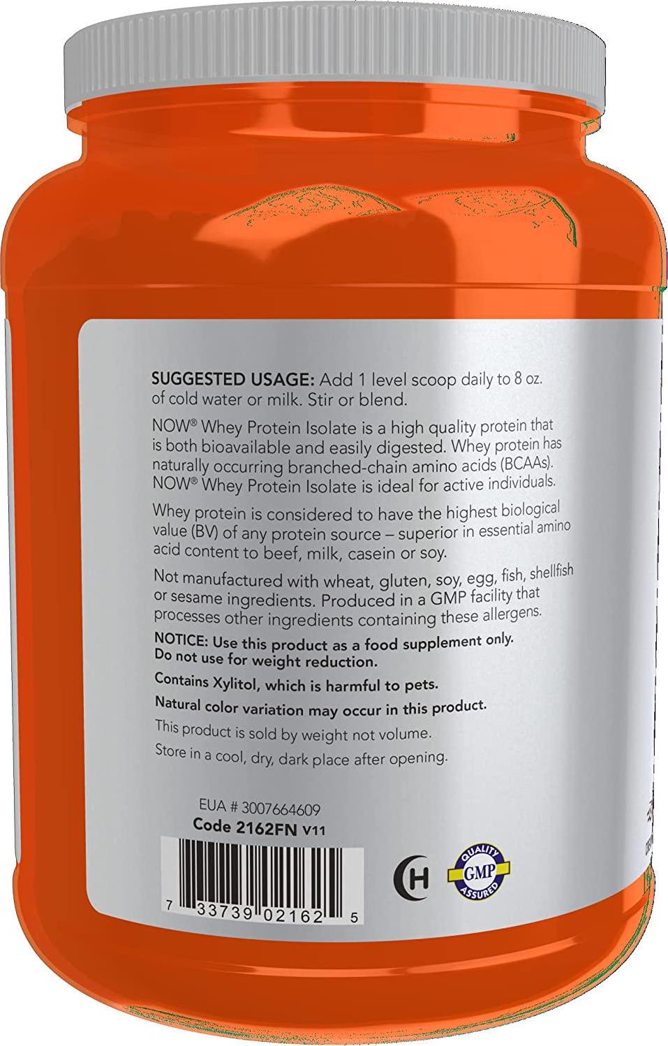 NOW Sports Nutrition, Whey Protein Isolate, 25 g With BCAAs, Creamy Chocolate Powder, 1.8-Pound