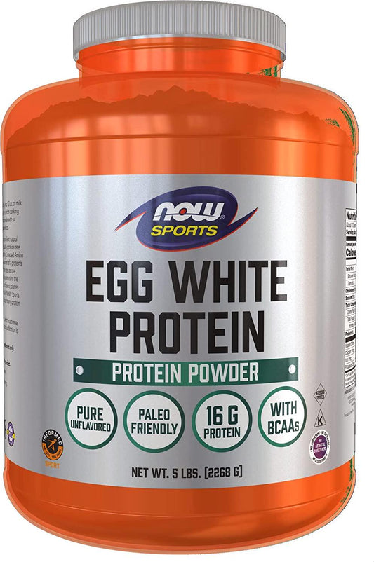 NOW Sports Nutrition, Egg White Protein Powder, Unflavored, 5-Pound
