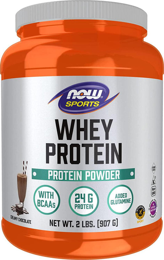 NOW Sports Nutrition, Whey Protein, 24 G With BCAAs, Creamy Chocolate Powder, 2-Pound
