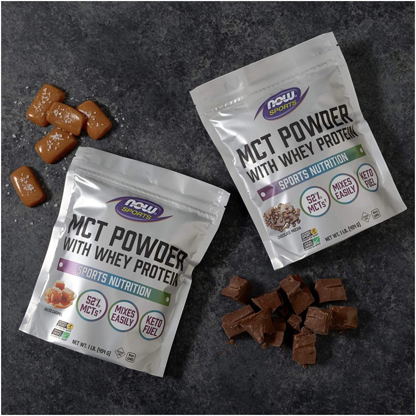 NOW Sports Nutrition, MCT Powder With Whey Protein Isolate, 52% MCTs, Chocolate Mocha, 1-Pound