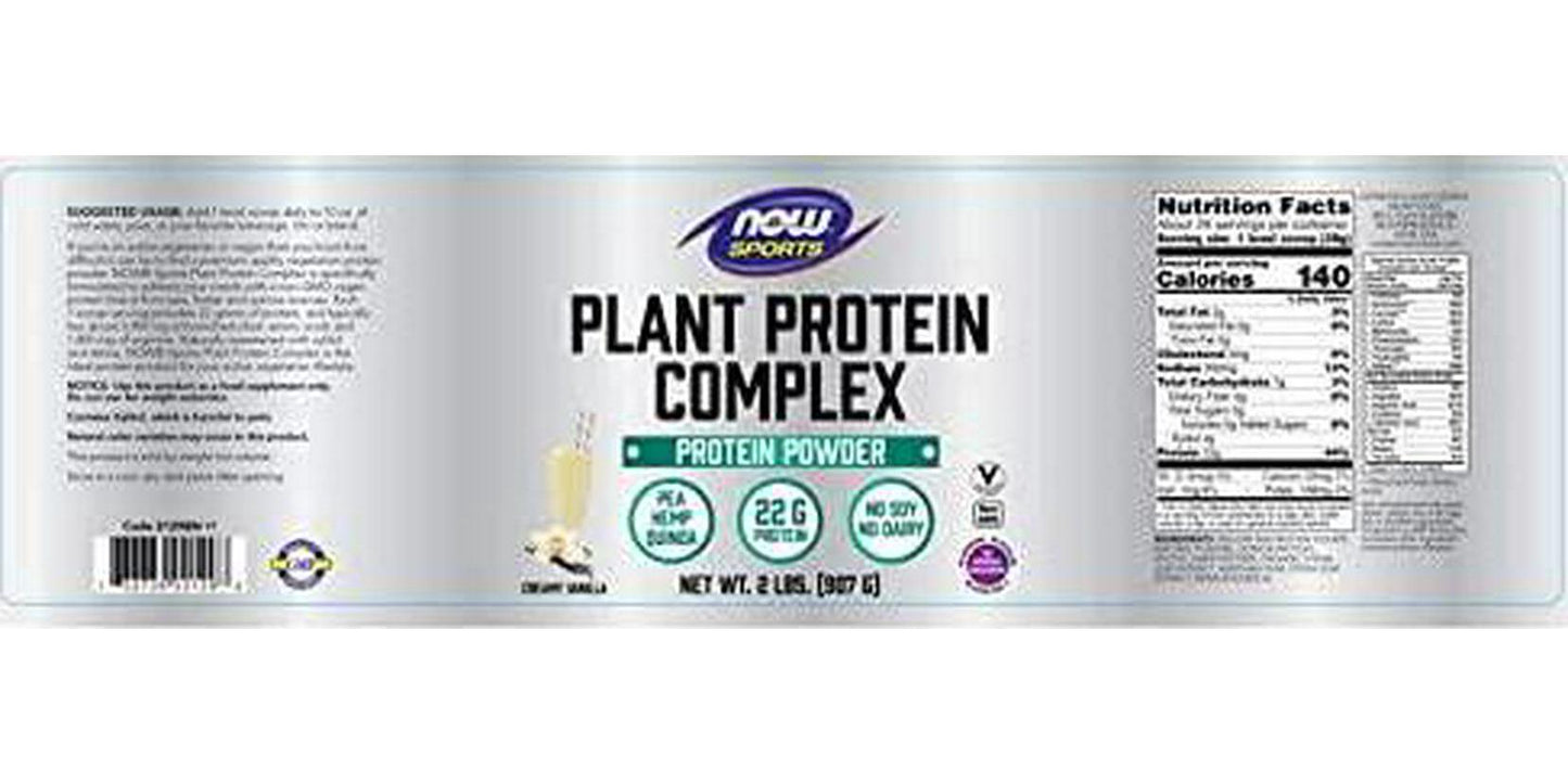 NOW Sports Nutrition, Plant Protein Complex 22 g, Creamy Vanilla Powder, 2-Pound