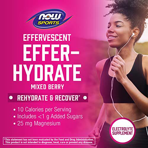NOW Sports Nutrition, Effervescent Effer-Hydrate, Electrolyte Supplement, Recovery*, Mixed Berry, 10 Tablets