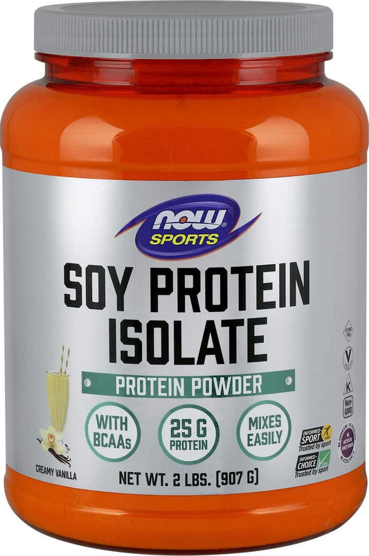 NOW Sports Nutrition, Soy Protein Isolate, 25 g With BCAAs, Creamy Vanilla Powder, 2-Pound