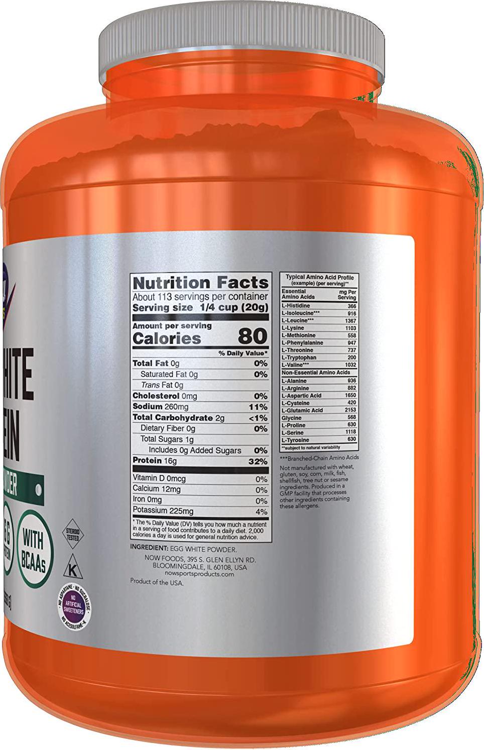 NOW Sports Nutrition, Egg White Protein Powder, Unflavored, 5-Pound