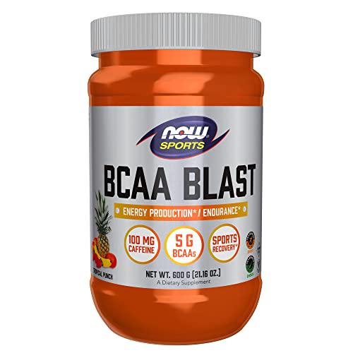 NOW Sports Nutrition, BCAA Blast Powder, 5 g BCAA, 100 mg Caffeine, Tropical Punch, 600-Grams