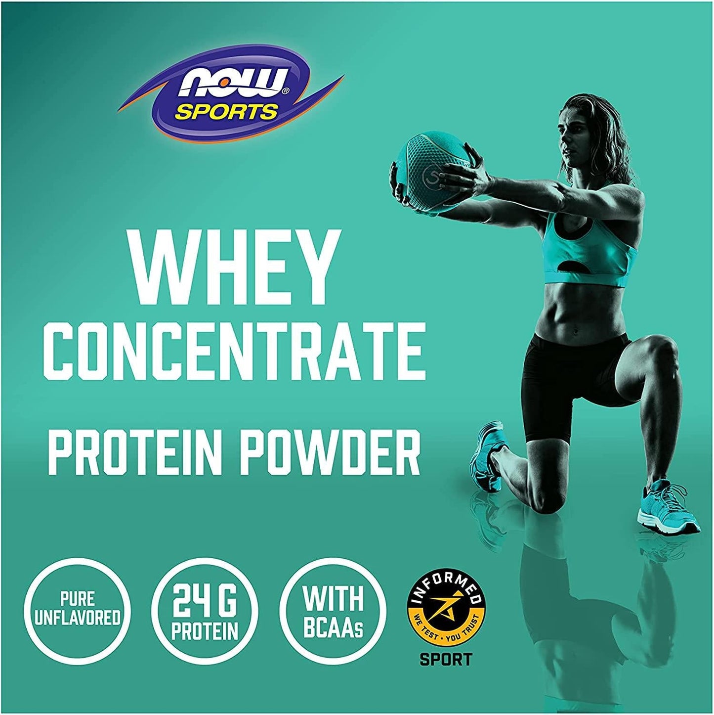 NOW Sports Nutrition, Whey Protein Concentrate, 24 G With BCAAs, Unflavored Powder, 5-Pound
