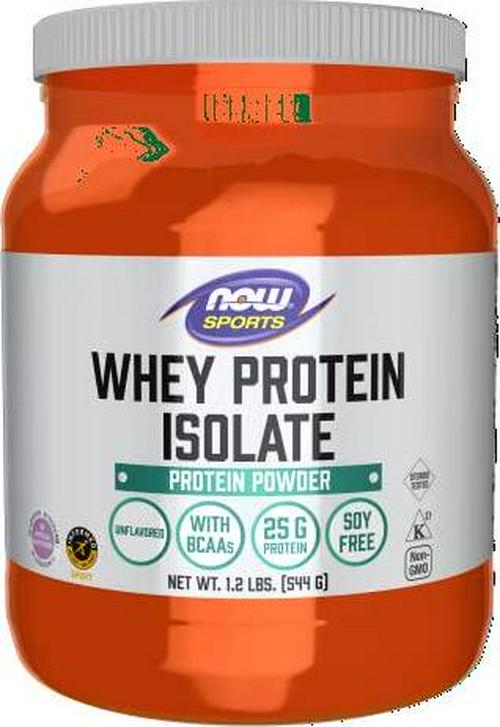 NOW Sports Nutrition, Whey Protein Isolate, 25 g With BCAAs, Unflavored Powder, 1.2-Pound