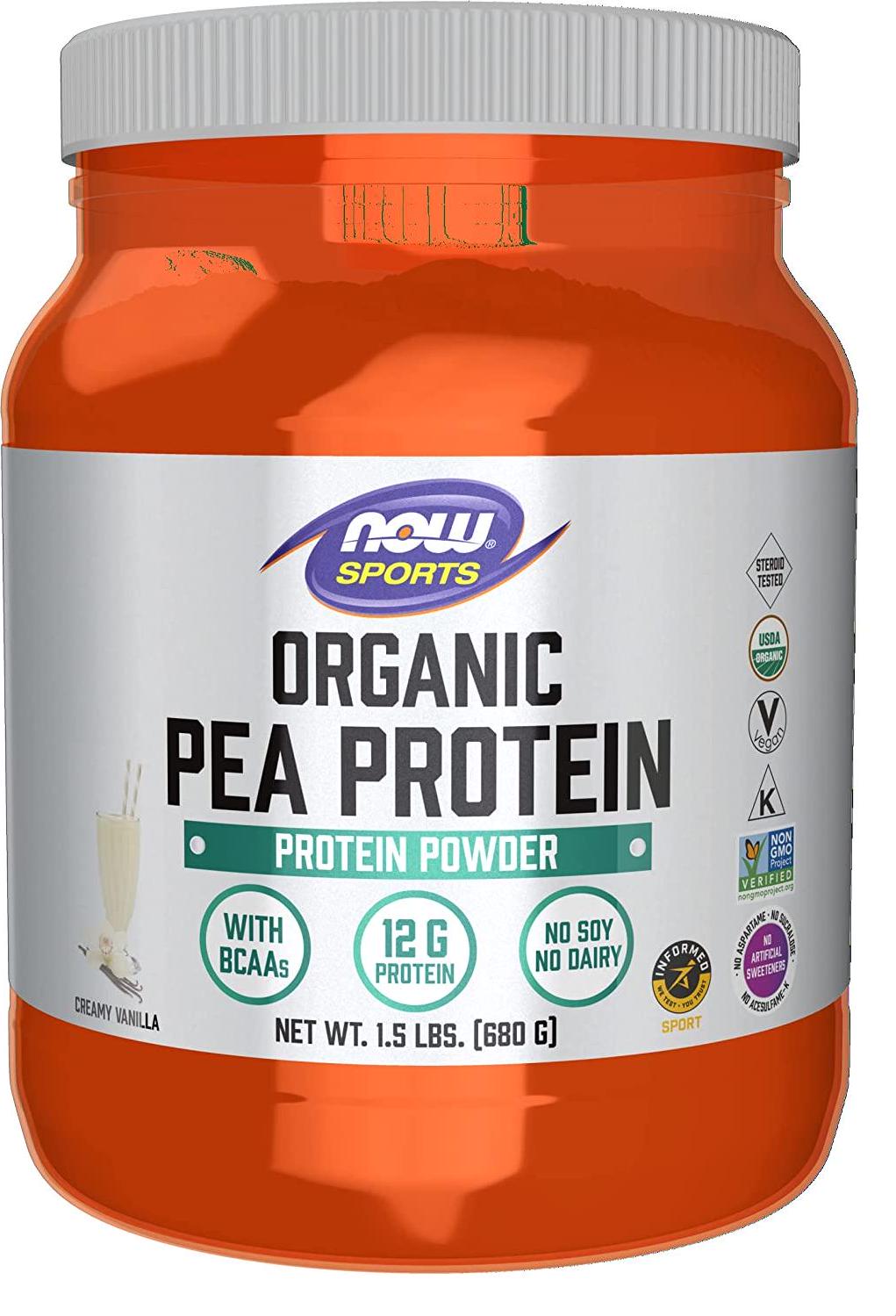 NOW Sports Nutrition, Organic Pea Protein Powder, Natural Vanilla, 1.5-Pound