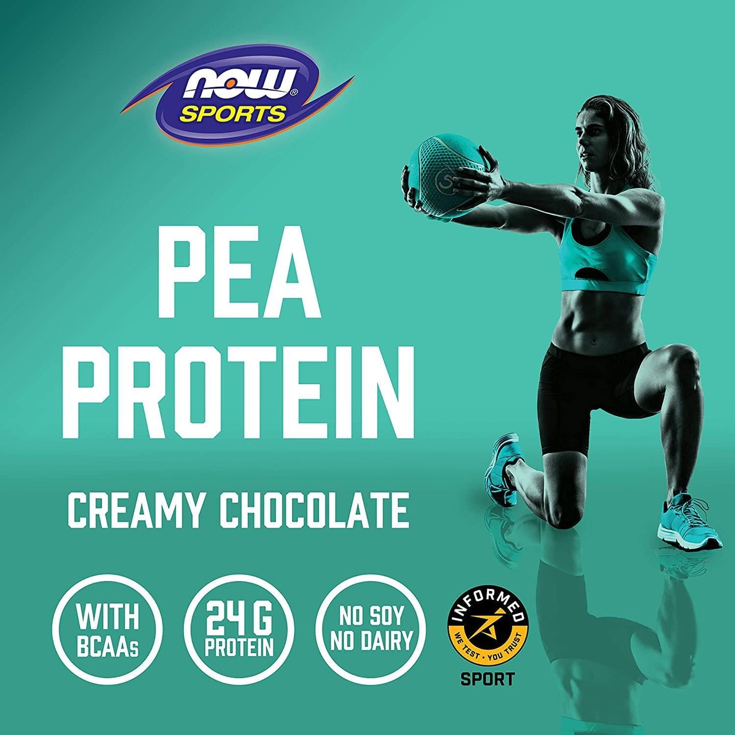 NOW Sports Nutrition, Pea Protein Powder, Creamy Chocolate, 2-Pound