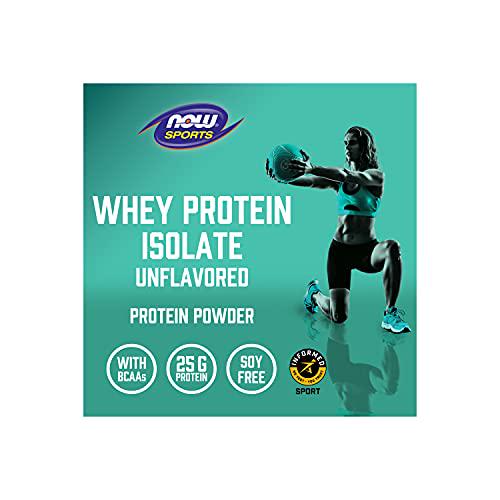 NOW Sports Nutrition, Whey Protein Isolate, 25 g With BCAAs, Unflavored Powder, 1.2-Pound