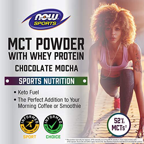 NOW Sports Nutrition, MCT Powder With Whey Protein Isolate, 52% MCTs, Chocolate Mocha, 1-Pound