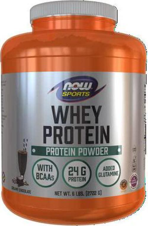 NOW Sports Nutrition, Whey Protein, 24 g With BCAAs, Creamy Chocolate Powder, 6-Pound