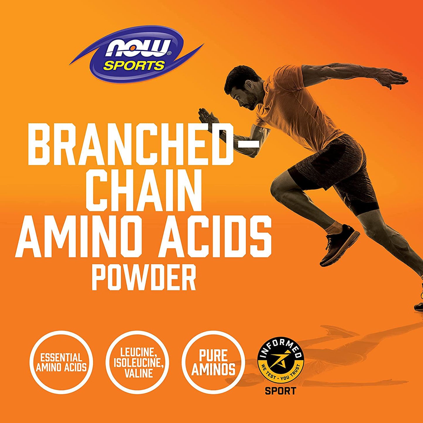 NOW Sports Nutrition, Branched Chain Amino Acid Powder with Leucine, Isoleucine, and Valine, 12-Ounce