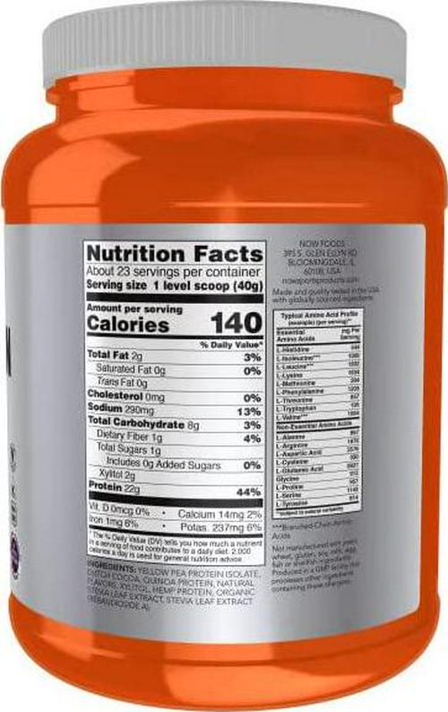 NOW Sports Nutrition, Plant Protein Complex 22 Grams, Chocolate Mocha Powder, 2-Pound