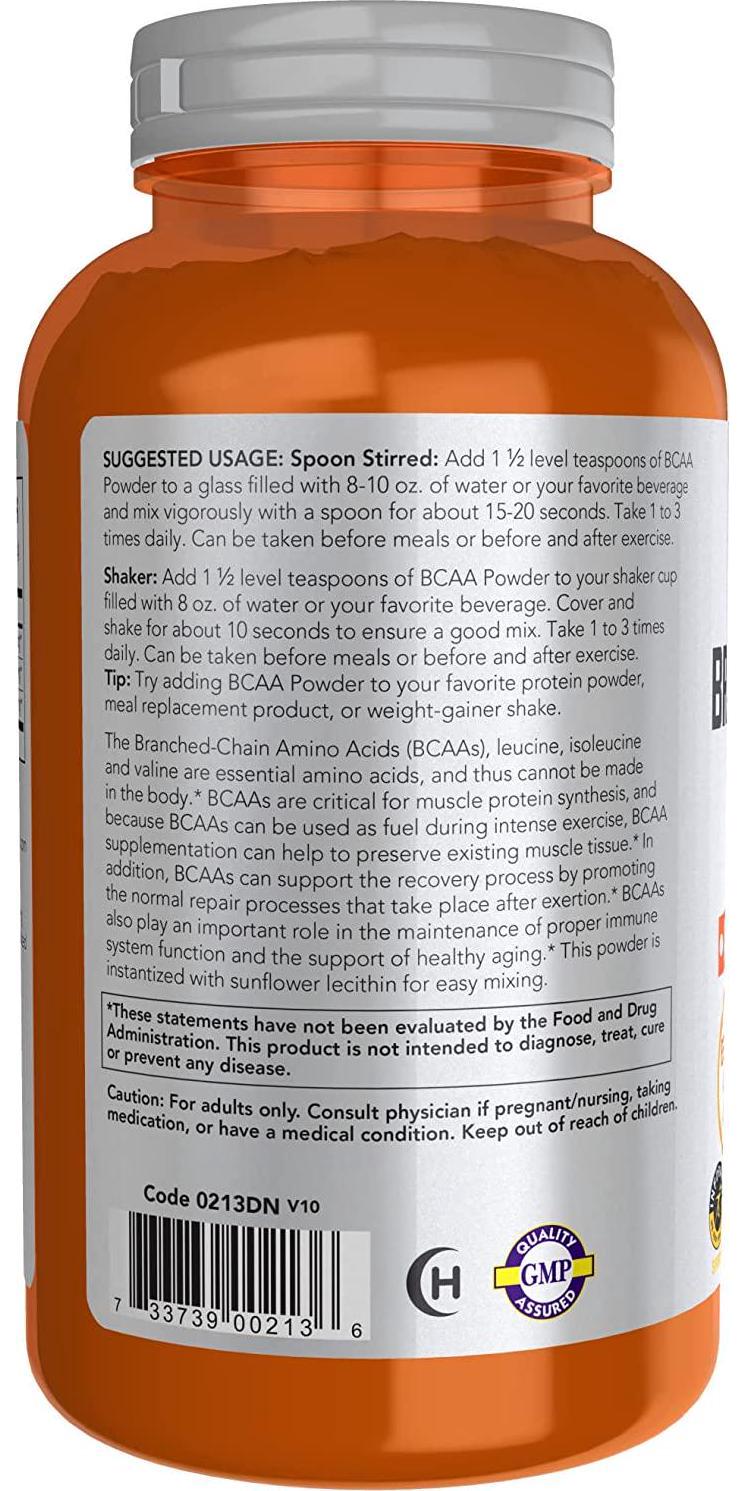 NOW Sports Nutrition, Branched Chain Amino Acid Powder with Leucine, Isoleucine, and Valine, 12-Ounce