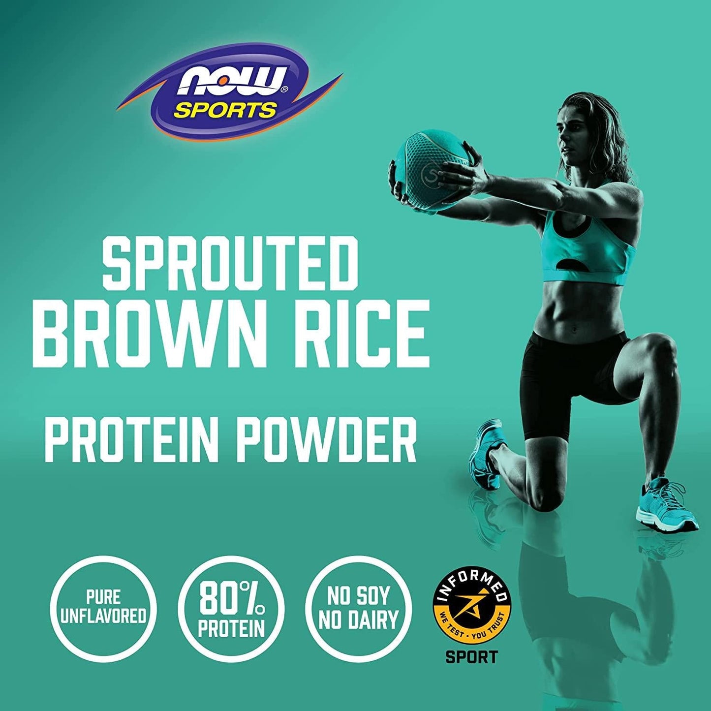 NOW Sports Nutrition, Sprouted Brown Rice Protein, 80% Protein, Unflavored Powder, 2-Pound