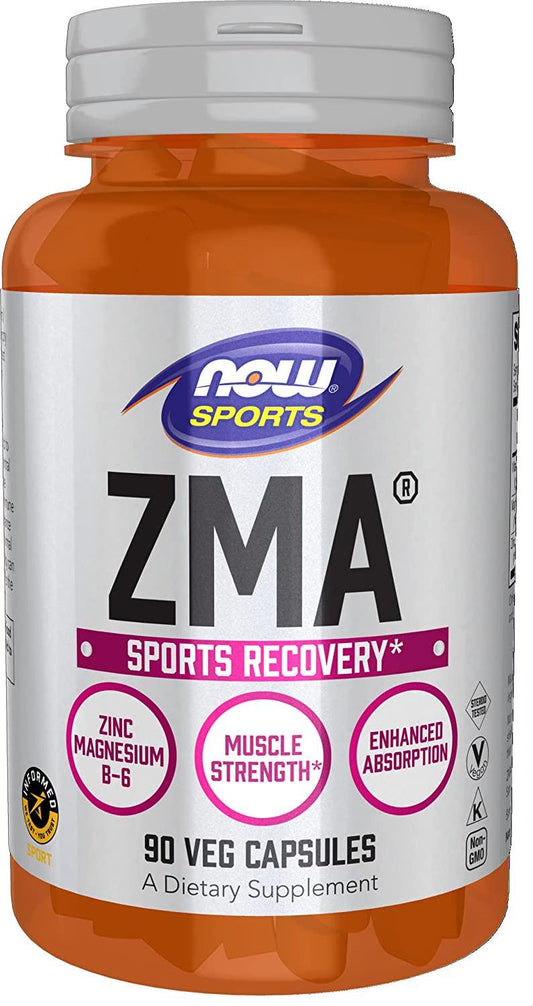 NOW Sports Nutrition, ZMA (Zinc, Magnesium and Vitamin B-6), Enhanced Absorption, Sports Recovery*, 90 Capsules