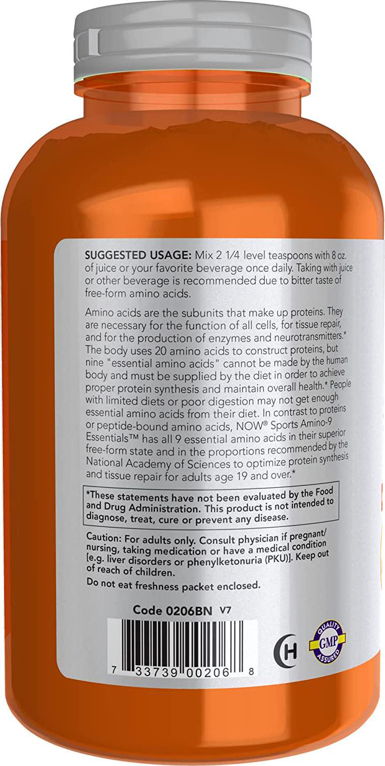 NOW Sports Nutrition, Amino-9 Essentials Powder, Enhanced Protein Synthesis, Amino Acids, 330-Grams