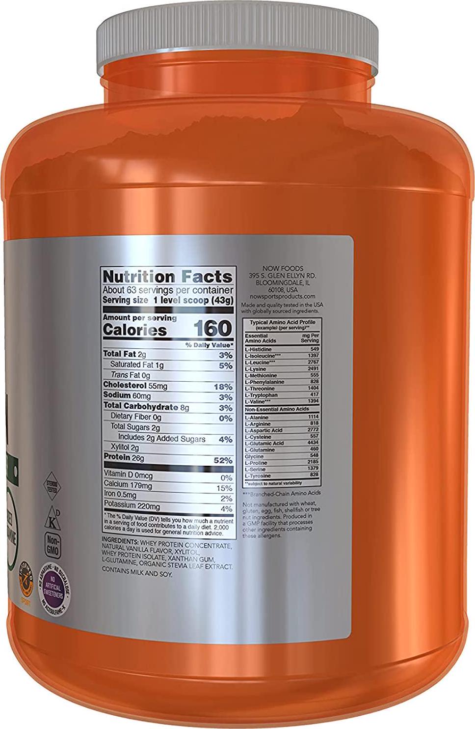 NOW Sports Nutrition, Whey Protein Powder, Creamy Vanilla, 6-Pound