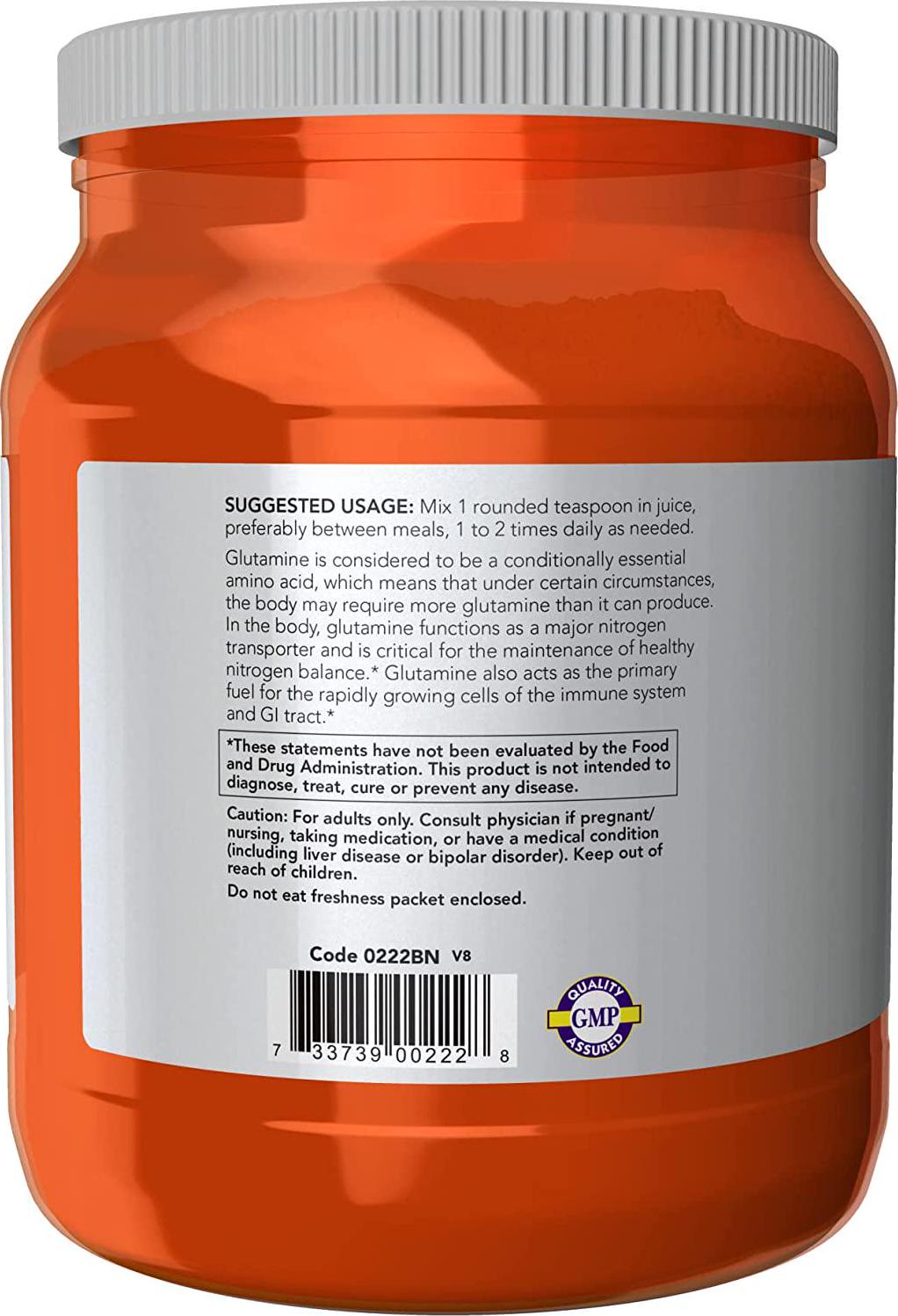 NOW Sports Nutrition, L-Glutamine Pure Powder, Nitrogen Transporter*, Amino Acid, 35.3-Ounce