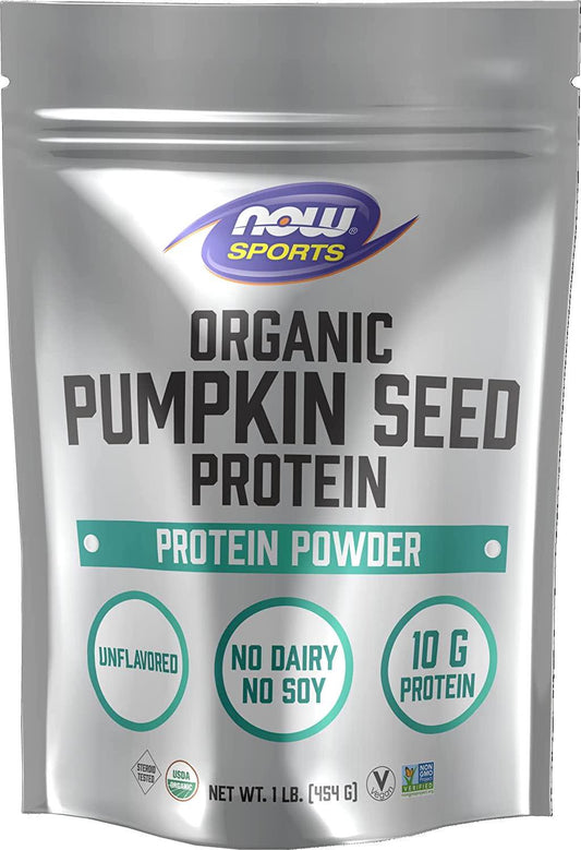 NOW Sports Nutrition, Organic Pumpkin Seed Protein Powder With 10g of Protein, Certified Non-GMO, Unflavored, 1-Pound
