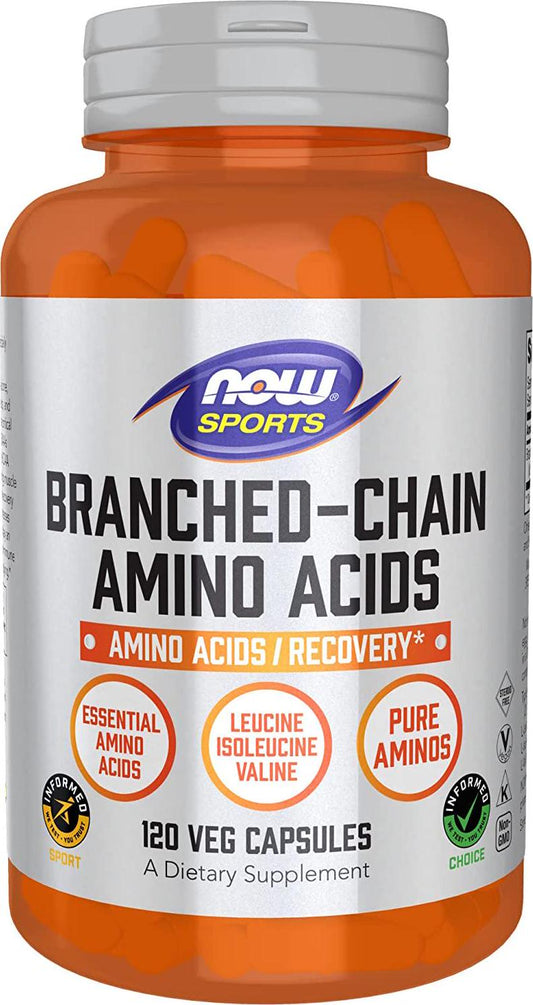 NOW Sports Nutrition, Branched Chain Amino Acids, With Leucine, Isoleucine and Valine, 120 Veg Capsules