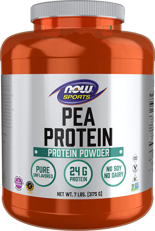 NOW Sports Pea Protein Natural Unflavored Powder,7-Pound