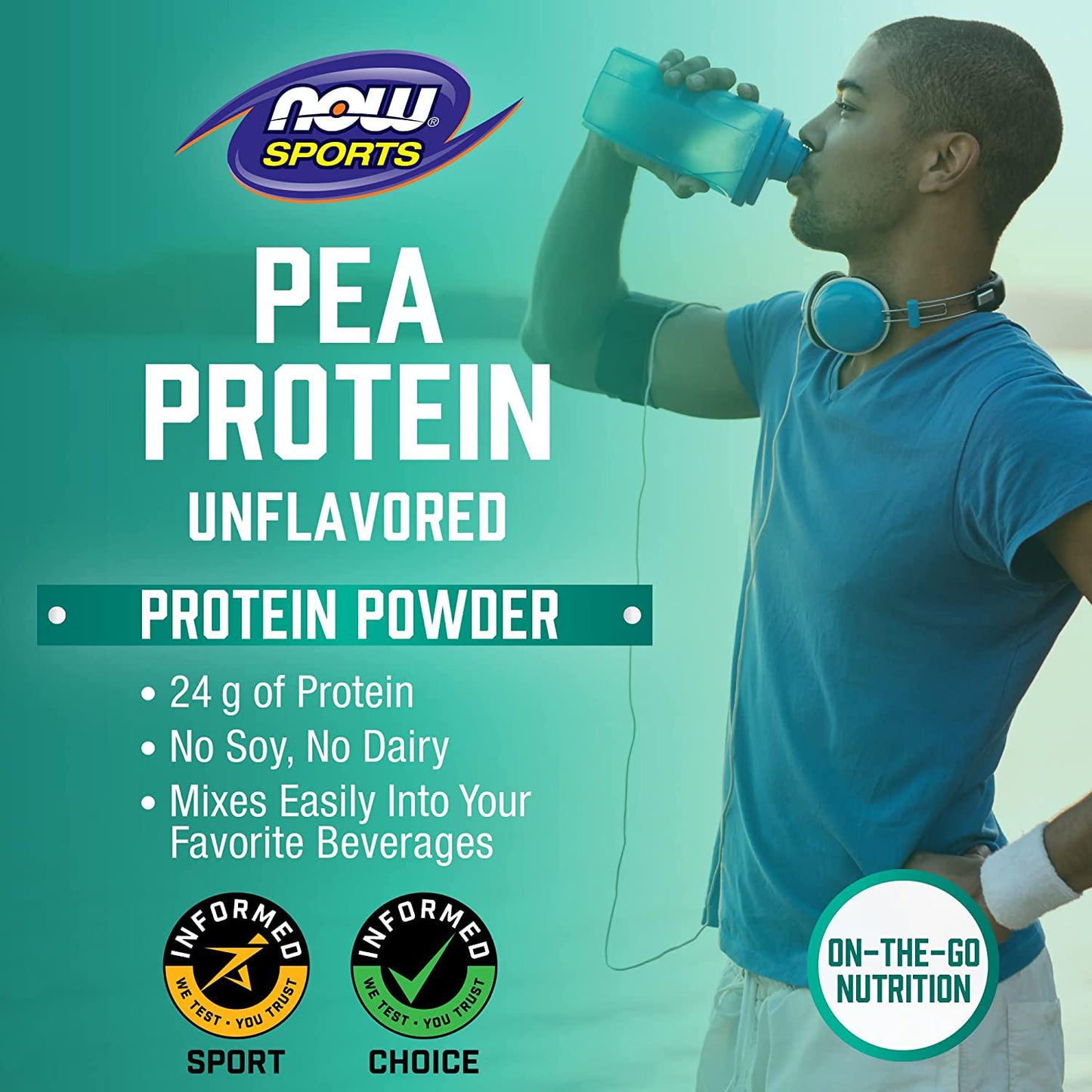 NOW Sports Pea Protein Natural Unflavored Powder,7-Pound