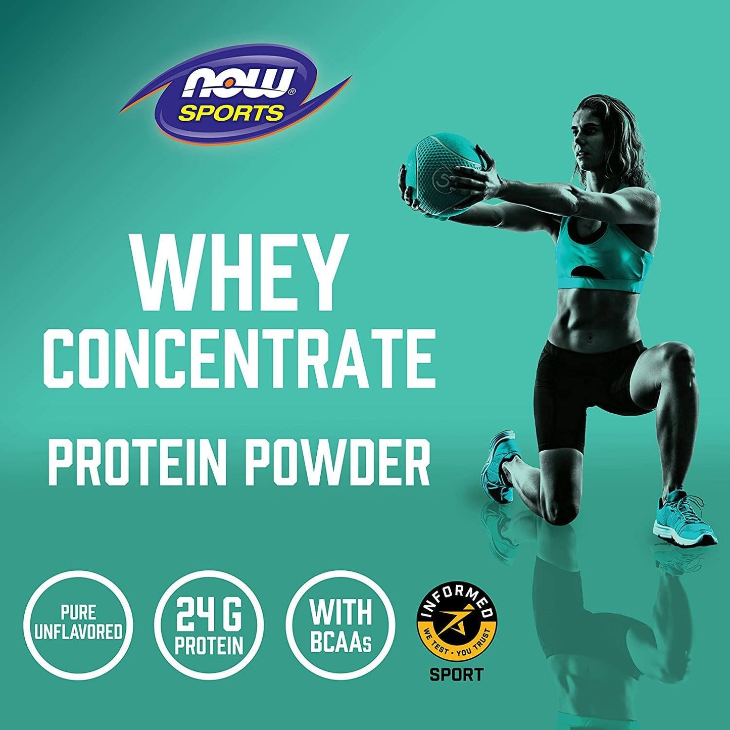 NOW Sports Whey Protein Concentrate Unflavored Powder,1.5-Pound