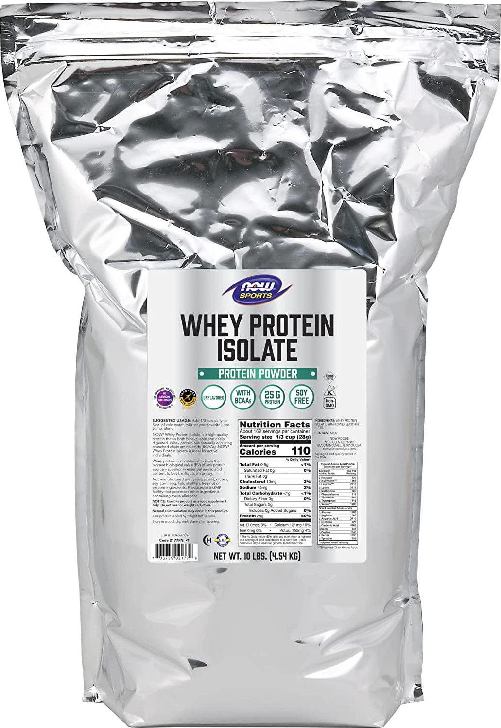 NOW Sports Whey Protein, Isolate Pure, 10-Pound