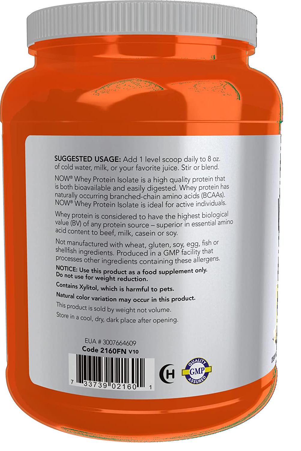 NOW Sports Whey Protein Isolate Vanilla, 1.8 LB