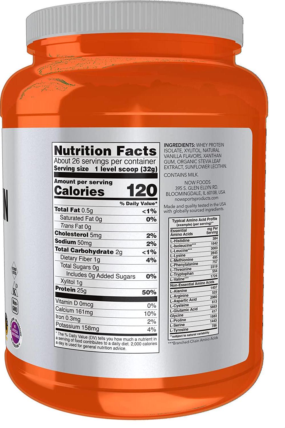 NOW Sports Whey Protein Isolate Vanilla, 1.8 LB