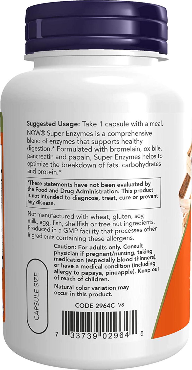 NOW Super Enzymes,180 Capsules