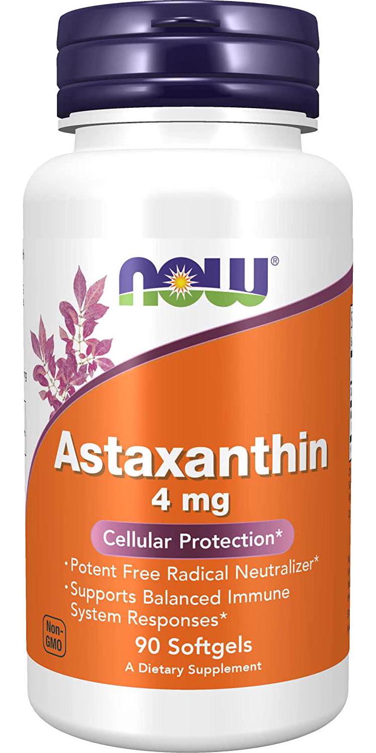 NOW Supplements, Astaxanthin 4 mg derived from Non-GMO Haematococcus Pluvialis Microalgae and has naturally occurring Lutein, Canthaxanthin and Beta-Carotene, 90 Softgels