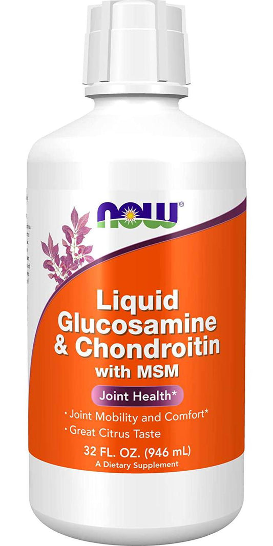 NOW Supplements, Glucosamine and Chondroitin with MSM, Liquid, Joint Health, Mobility and Comfort*, 32-Ounce