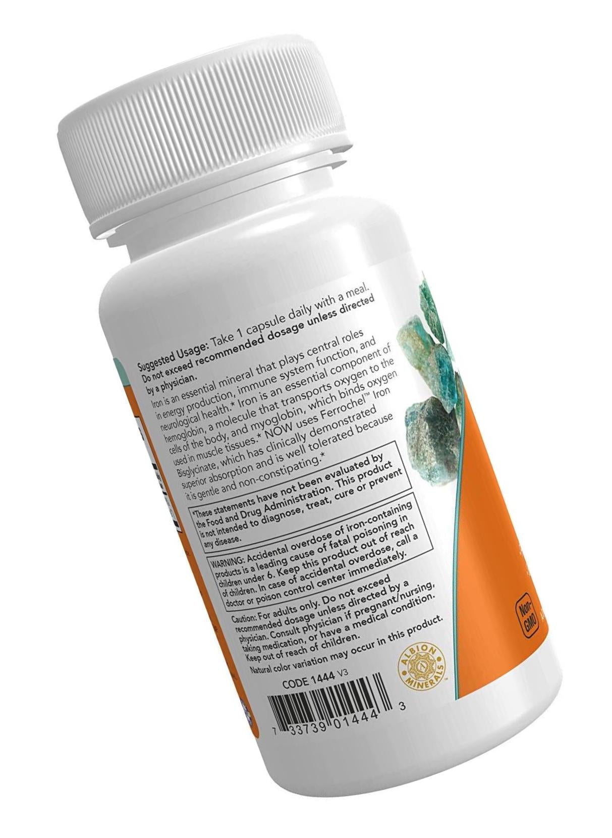 NOW Supplements, Iron 36 mg, 90 Veg Capsules