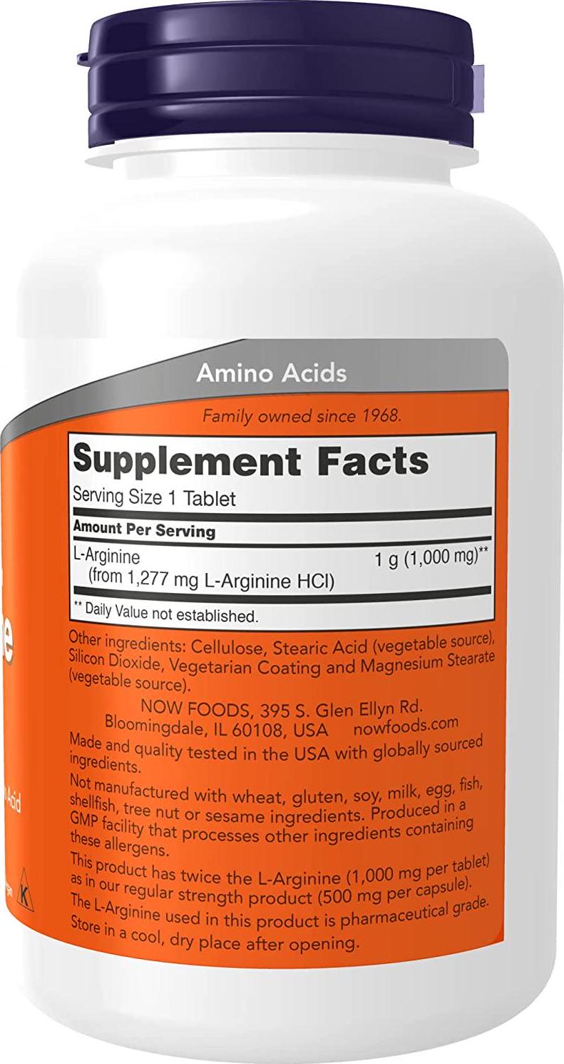 NOW Supplements, L-Arginine 1,000 mg, Nitric Oxide Precursor*, Amino Acid, 120 Tablets