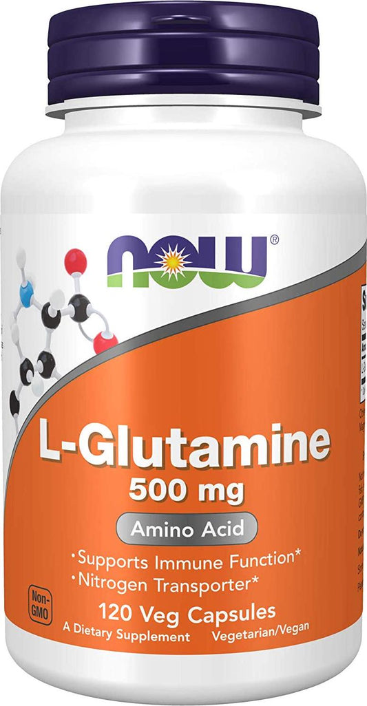 NOW Supplements, L-Glutamine 500 mg, Nitrogen Transporter*, Amino Acid, 120 Veg Capsules