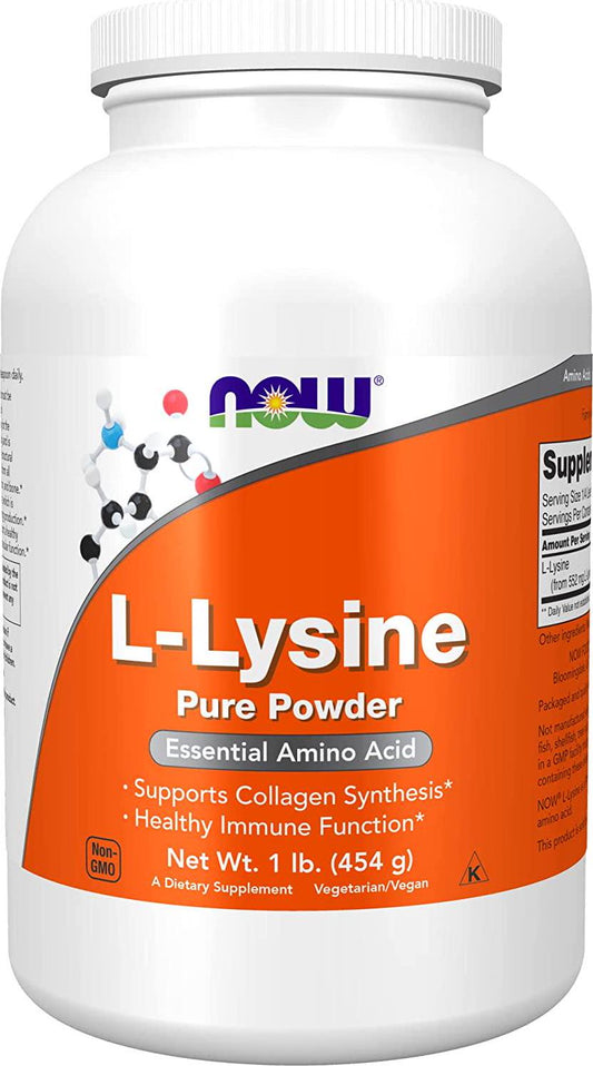 NOW Supplements, L-Lysine (L-Lysine Hydrochloride) Powder, Supports Collagen Synthesis*, Amino Acid, 1-Pound