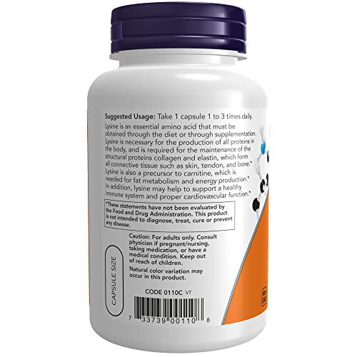 NOW Supplements, L-Lysine (L-Lysine Monohydrochloride) 500 mg, Amino Acid, 100 Veg Capsules