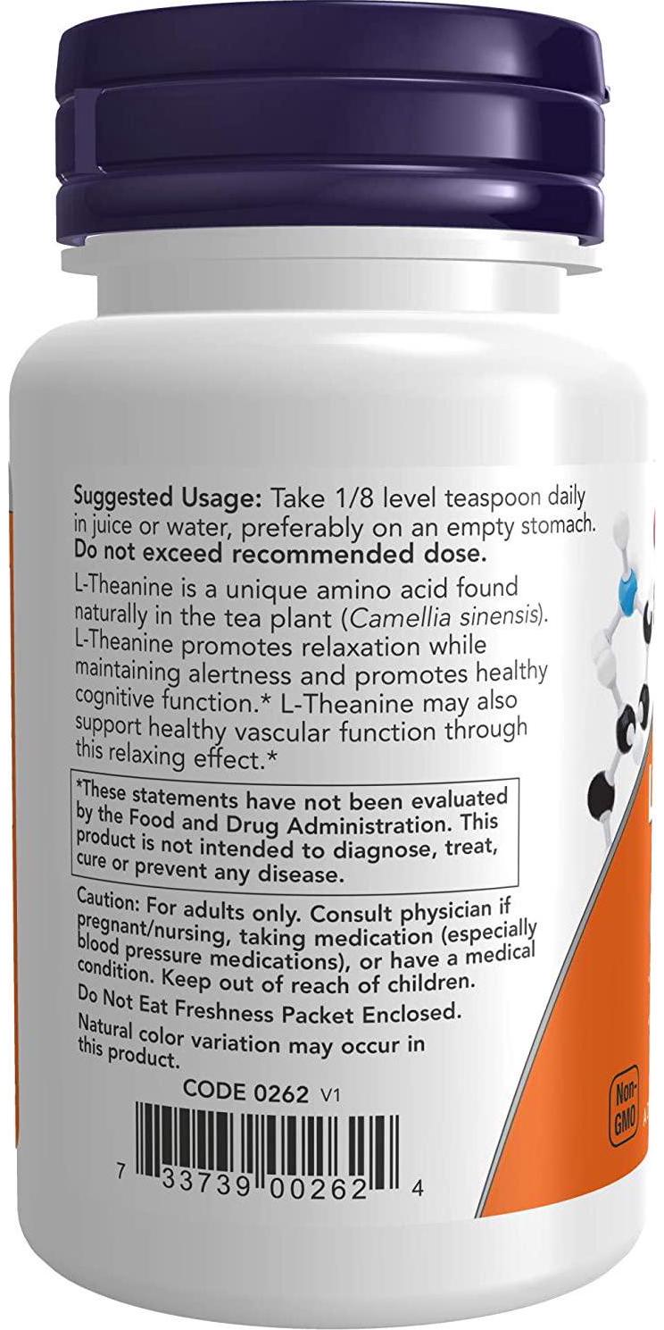 NOW Supplements, L-Theanine Pure Powder, 1-Ounce