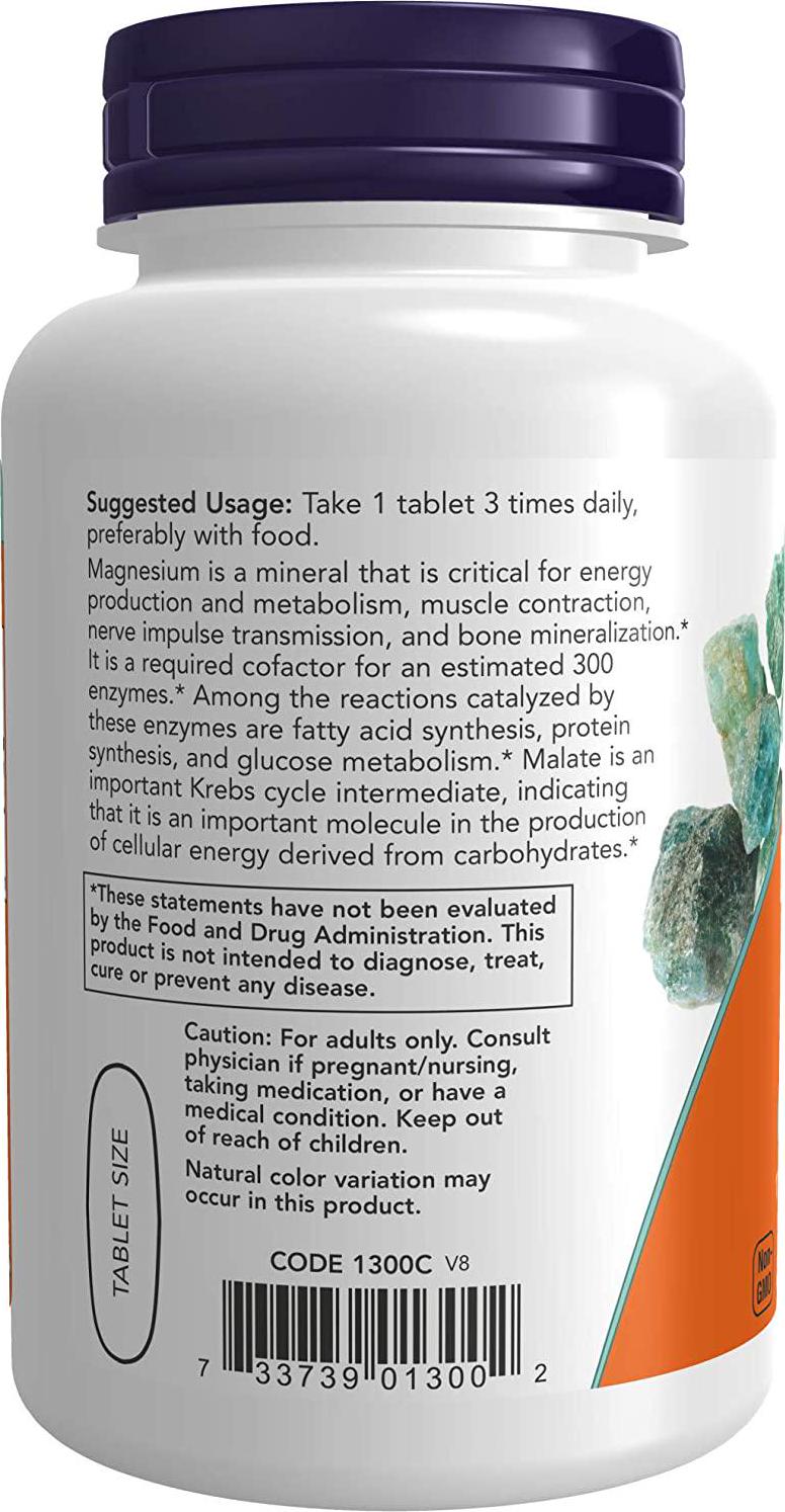 NOW Supplements, Magnesium Malate 1000 mg, 180 Tablets