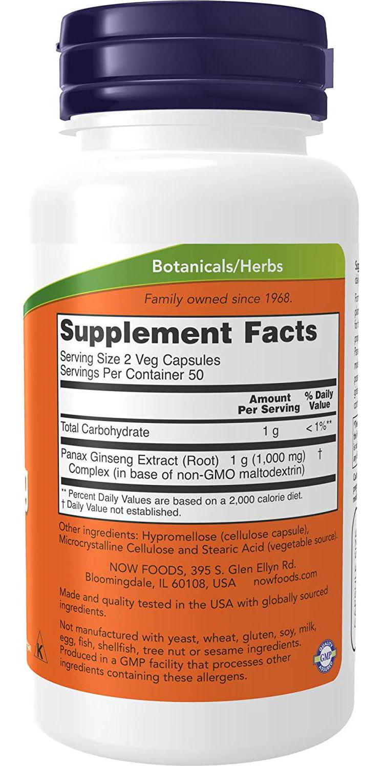 NOW Supplements, Panax Ginseng 500 mg, 100 Capsules