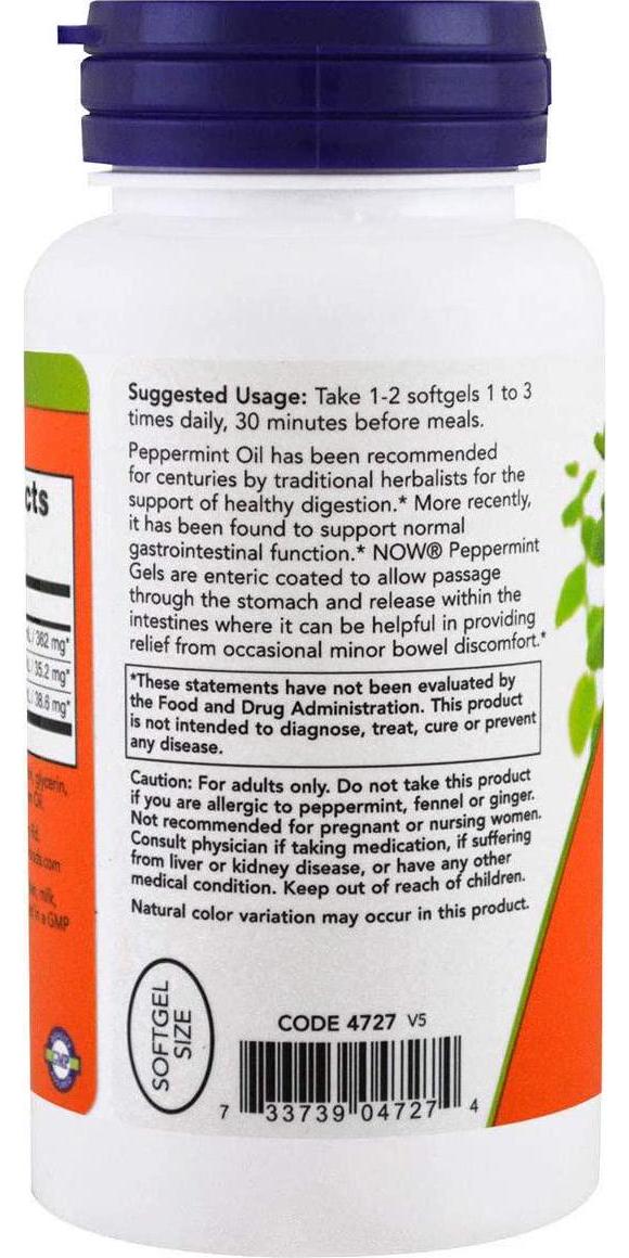 NOW Supplements, Peppermint Gels, 90 Softgels