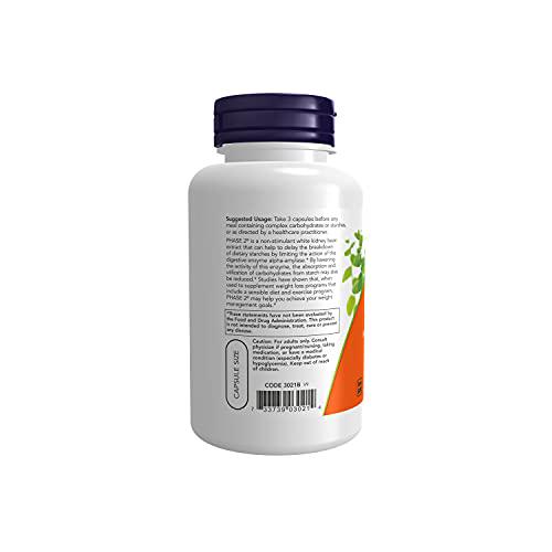 NOW Supplements, Phase 2 (White Kidney Bean Extract) 500 mg, Weight Management*, 120 Veg Capsules