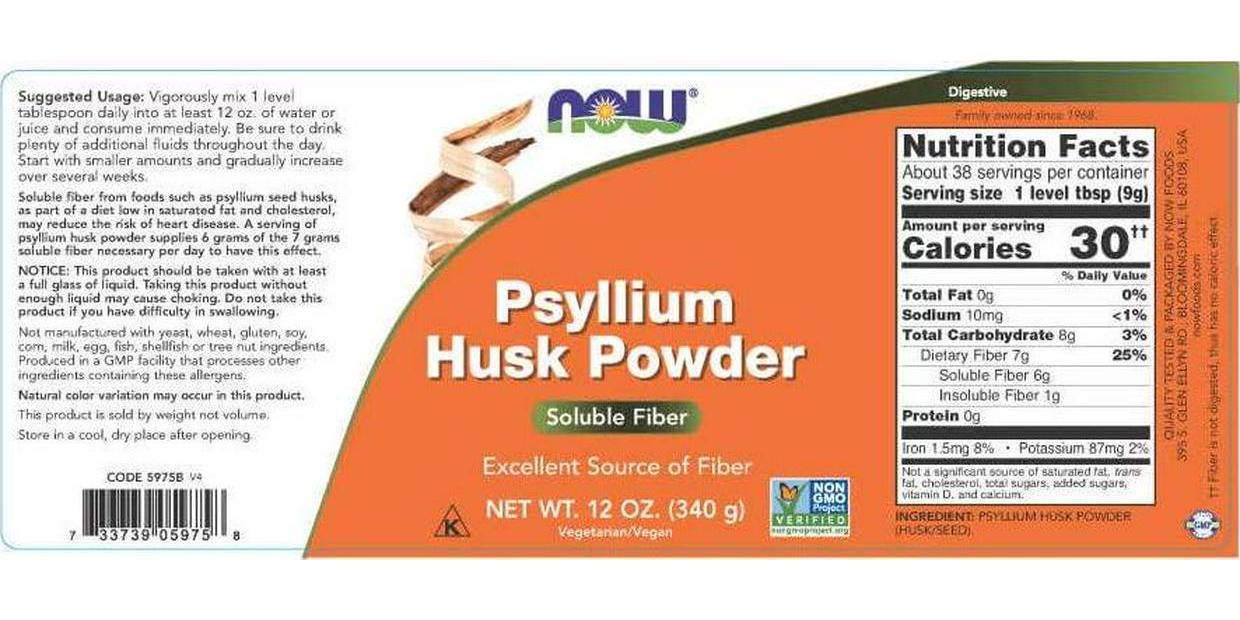 NOW Supplements, Psyllium Husk Powder, 12-Ounce