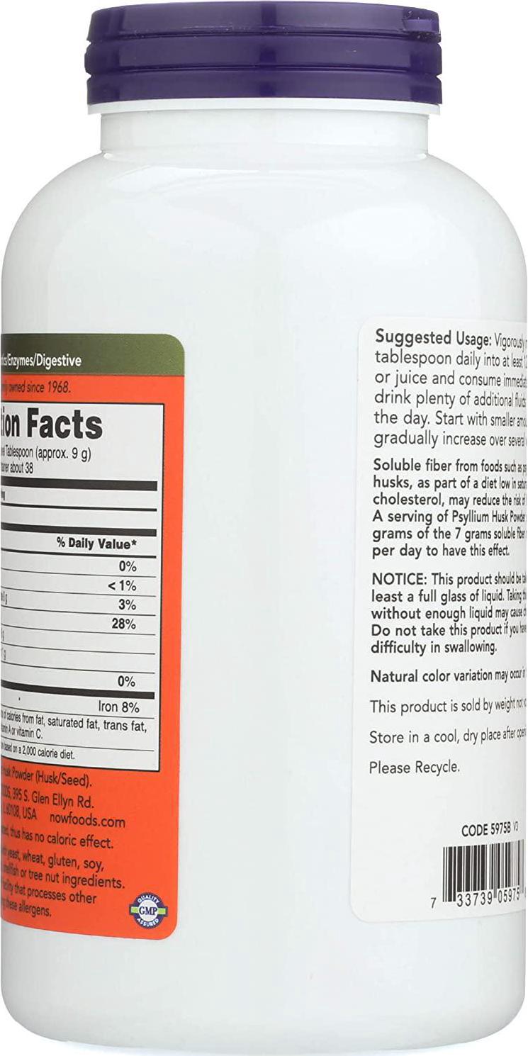 NOW Supplements, Psyllium Husk Powder, 12-Ounce