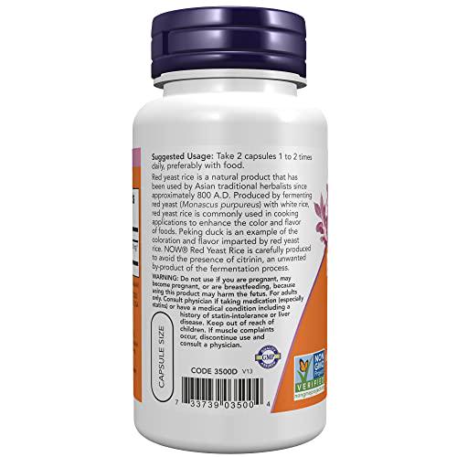 NOW Supplements, Red Yeast Rice 600 mg, Made with Organic Red Yeast Rice, 60 Veg Capsules