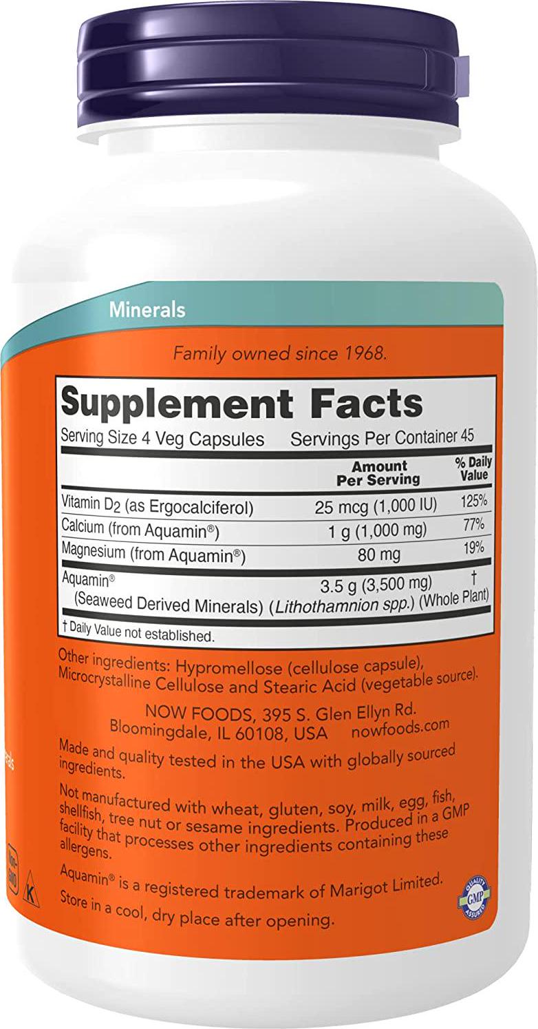 NOW Supplements, Red Mineral Algae Plus Vitamin D-2, Joint Health*, 180 Veg Capsules