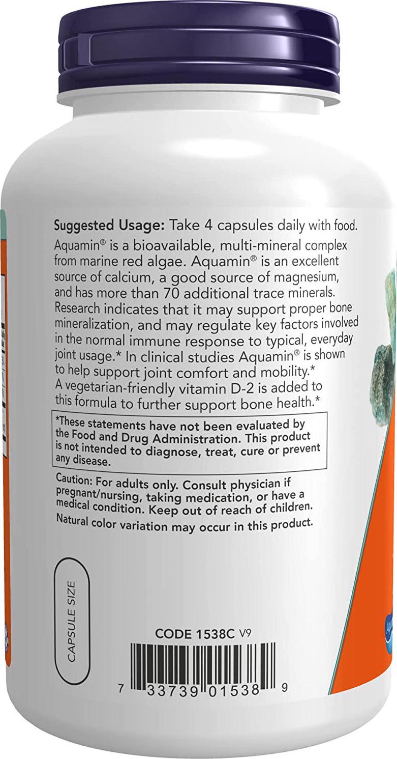 NOW Supplements, Red Mineral Algae Plus Vitamin D-2, Joint Health*, 180 Veg Capsules